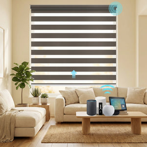 Smart Motorized 100% Blackout Zebra Shades 95mm Slate