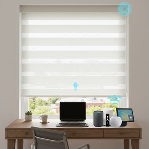 Smart Motorized Zebra Shades 85% Blackout 95mm Dune