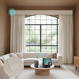 Motorized Linen Drapery Curtains – Smart Track System with 50/70/100% Blackout