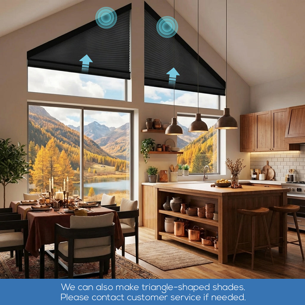 Smart Motorized Light Filtering Trapezoid Cellular Shades Eoza