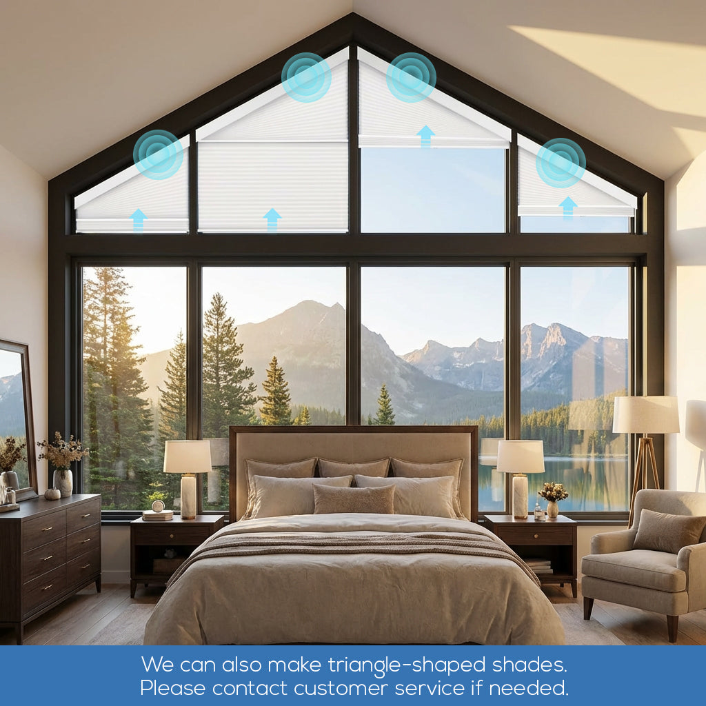 Smart Motorized Blackout Trapezoid Cellular Shades Eoza