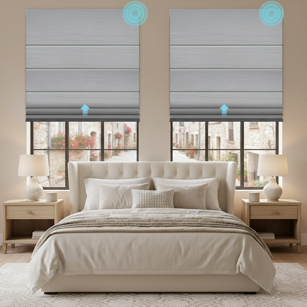 Smart Motorized 100% Blackout Roman Shades - Strate