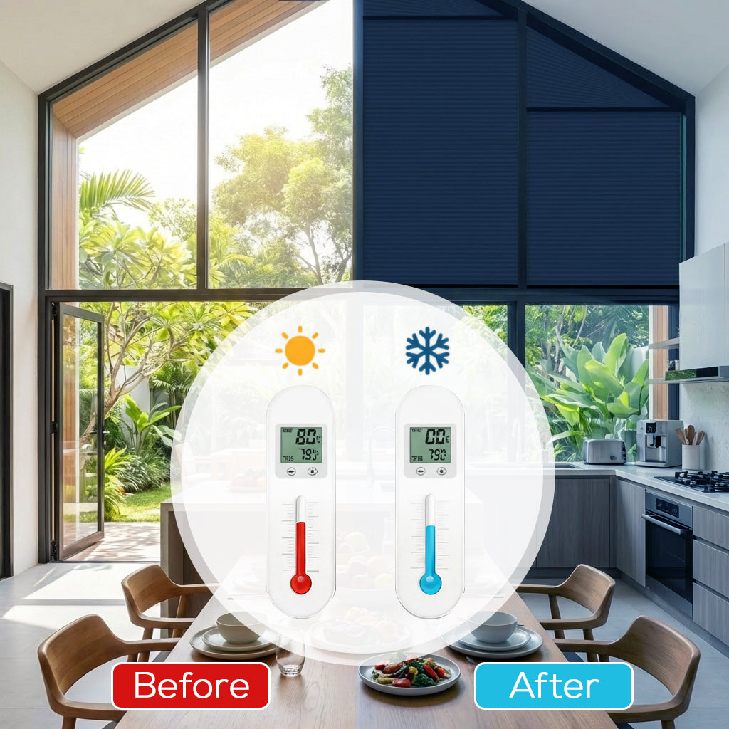 Smart Motorized Blackout Trapezoid Cellular Shades Eoza
