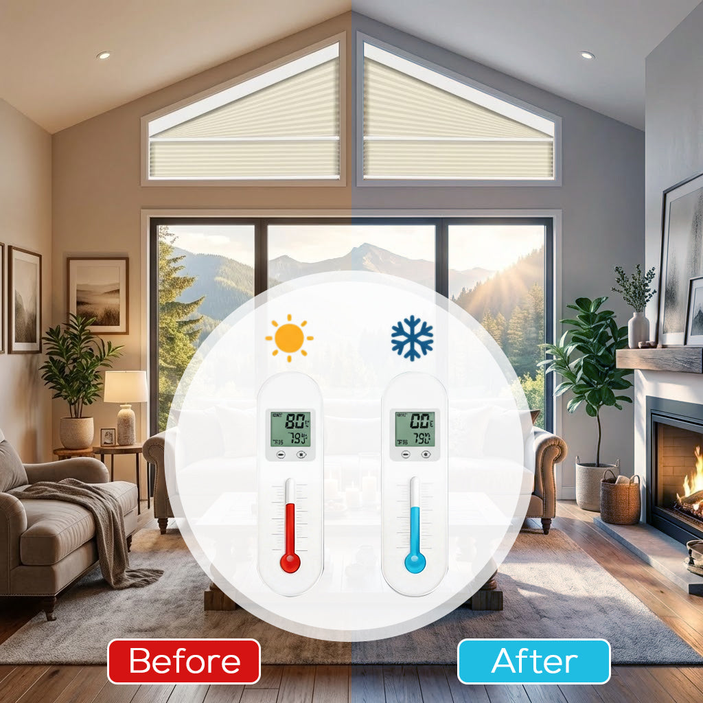 Smart Motorized Light Filtering Trapezoid Cellular Shades Eoza