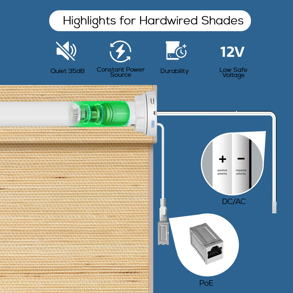 Smart Motorized 50%/70%/100% Blackout Woven Wood Shades - Tessa