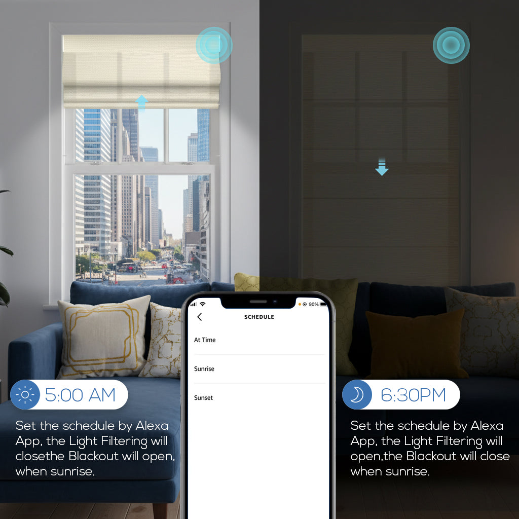 Smart Motorized Roman Shades - 60% Light Filtering Blackout