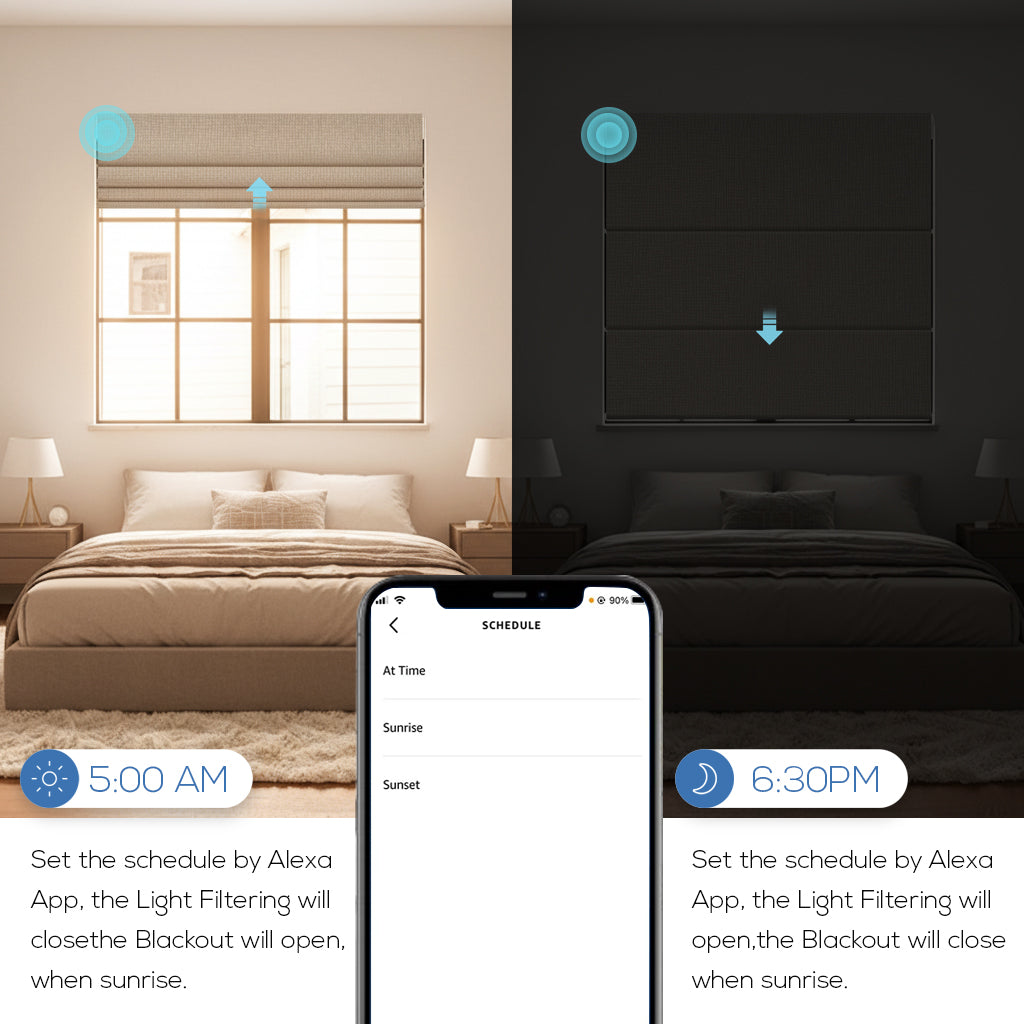 Smart Motorized 100% Blackout Roman Shades - Lumen