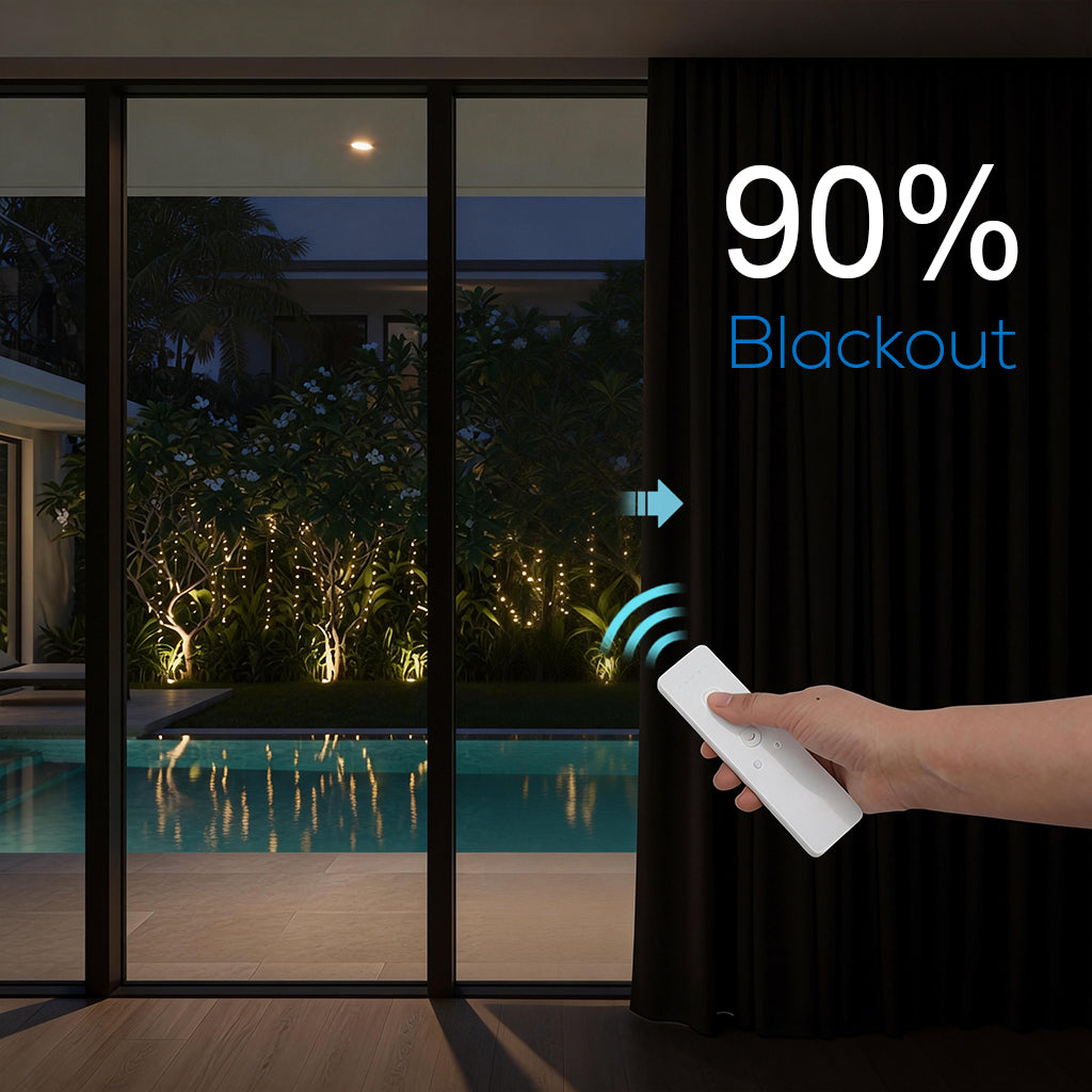 Motorized 90% Blackout Drapery Curtains Terra