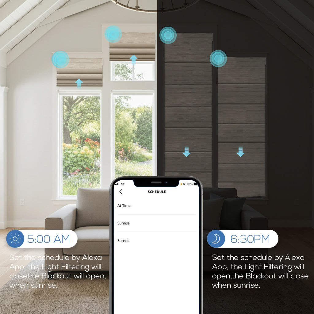 Smart Motorized 100% Blackout Roman Shades - Strate