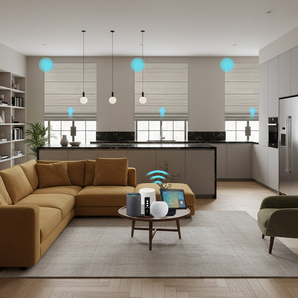 Smart Motorized 100% Blackout Roman Shades - Strate