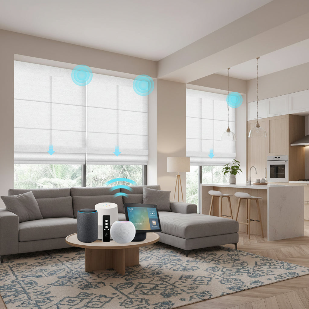 Smart Motorized Roman Shades - 60% Light Filtering Blackout