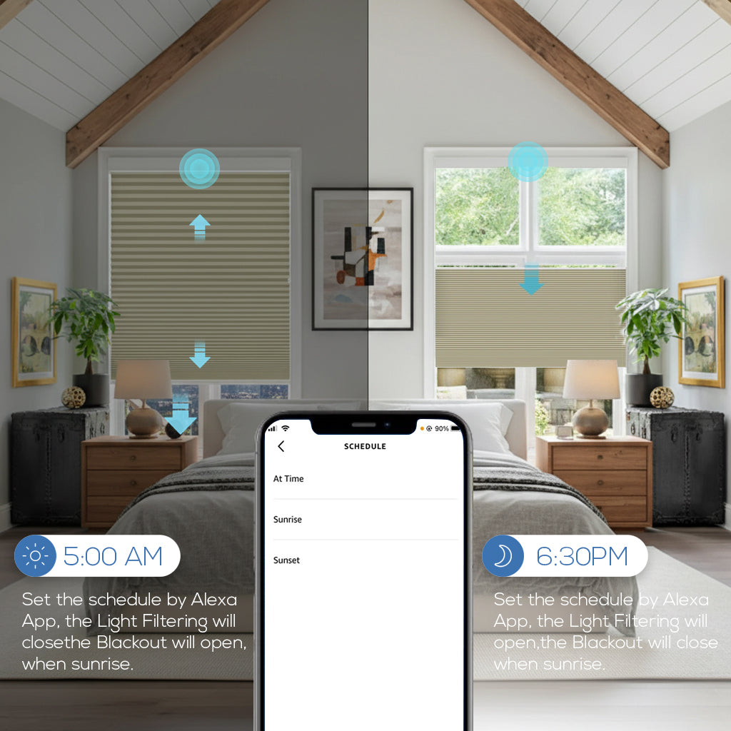 Smart Motorized Levitate Skylight Cellular Shades Hex