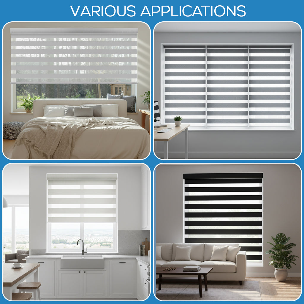Smart Motorized 100% Blackout Zebra Shades 95mm Slate