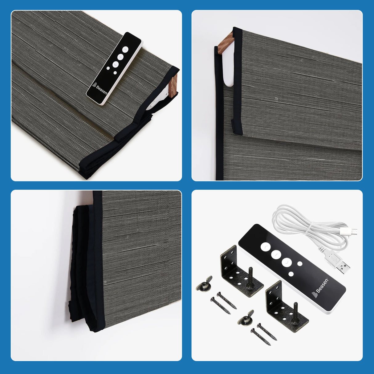 Smart Motorized 50%/70%/100% Blackout Woven Wood Shades - Tessa