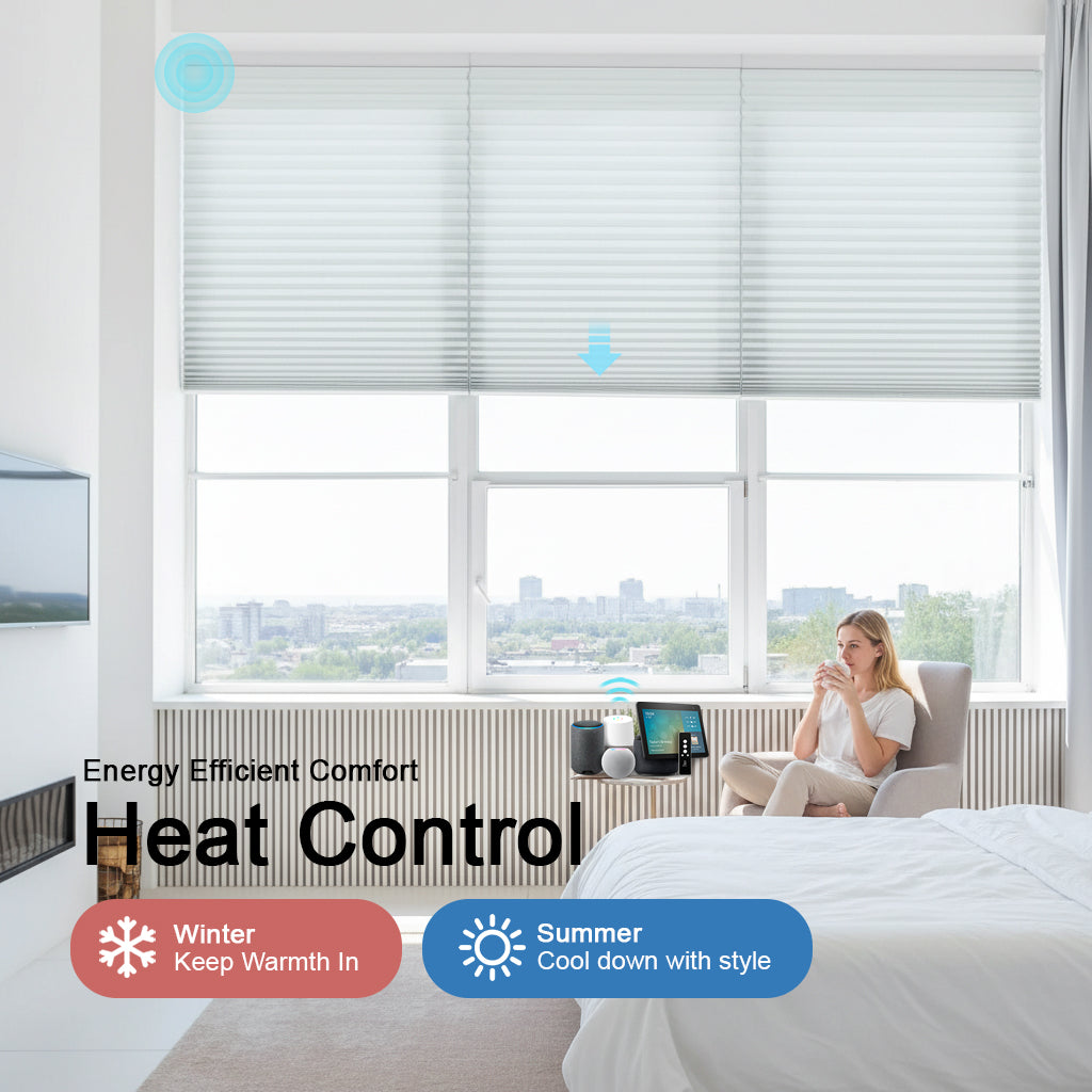 Smart Motorized Light Filtering Cellular Shades Solin