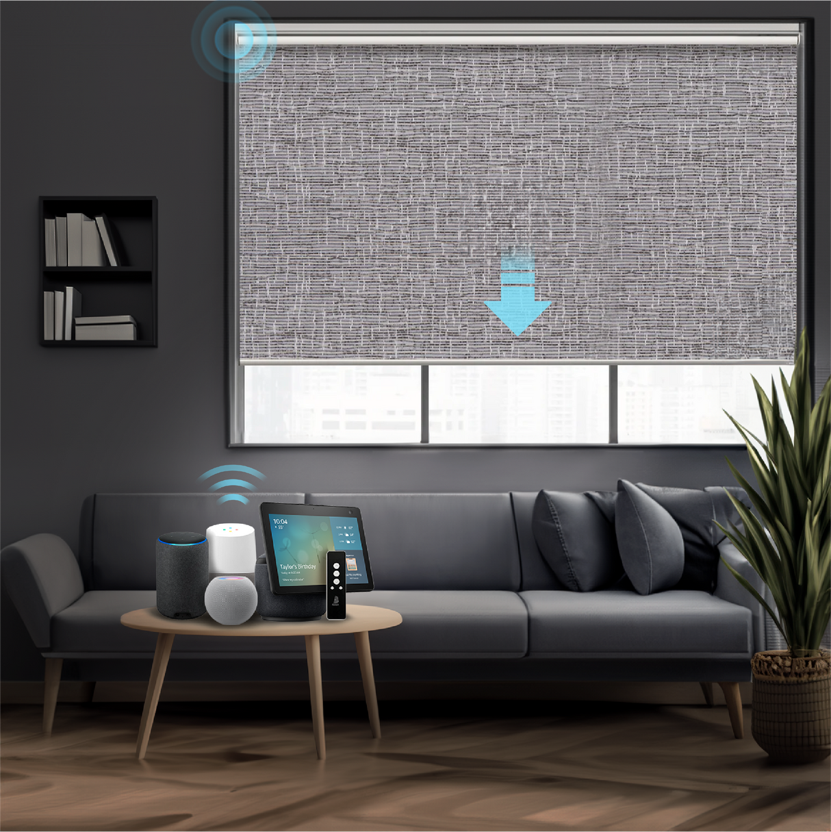 Smart Motorized Roller Shades 100 Blackout Safari BEASEN