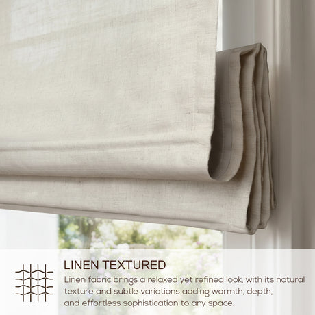 Smart Motorized Linen Roman Shades – 50% / 70% / 100% Blackout Terra