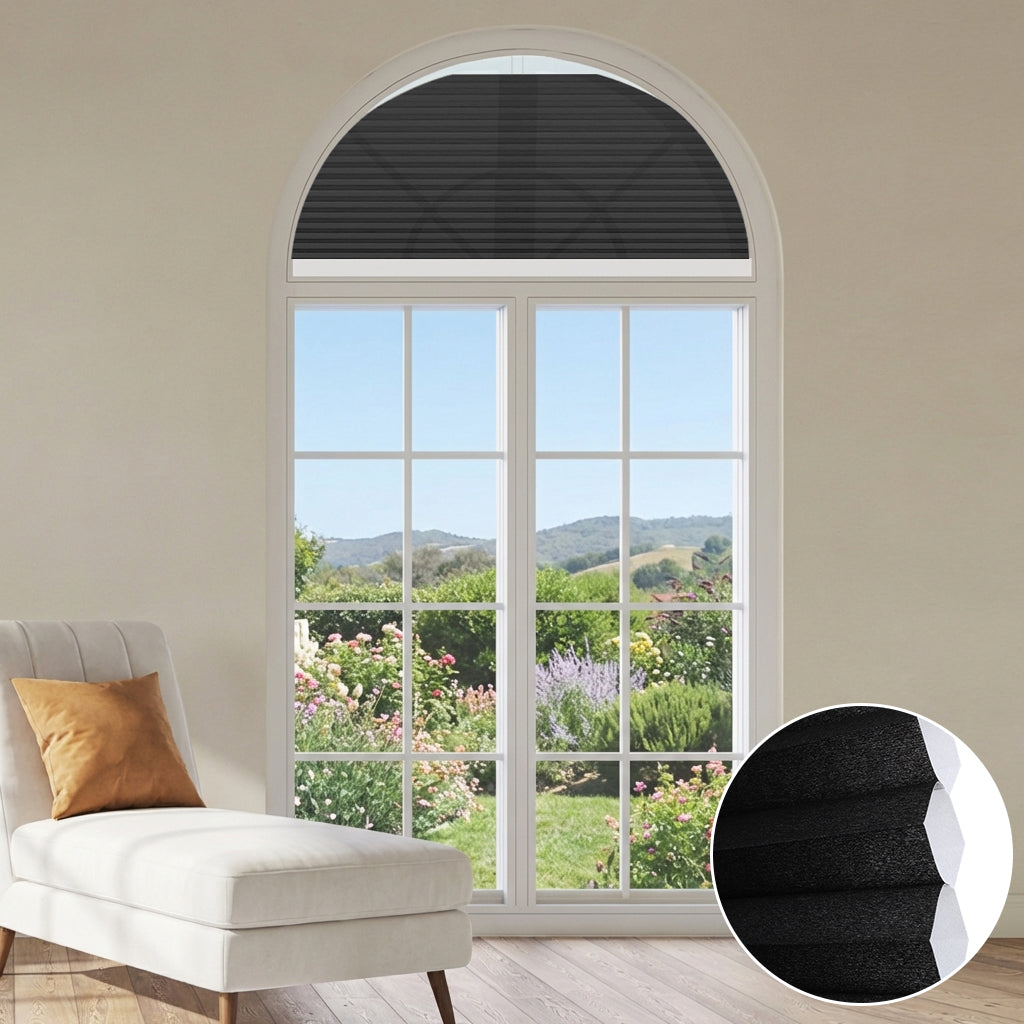Smart Motorized Light Filtering Arched Cellular Shades Eoza