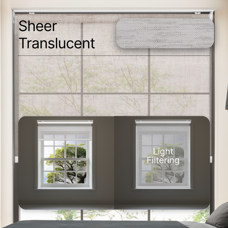 Smart Motorized Light Filtering Sheer Roller Shades Translucent Vision