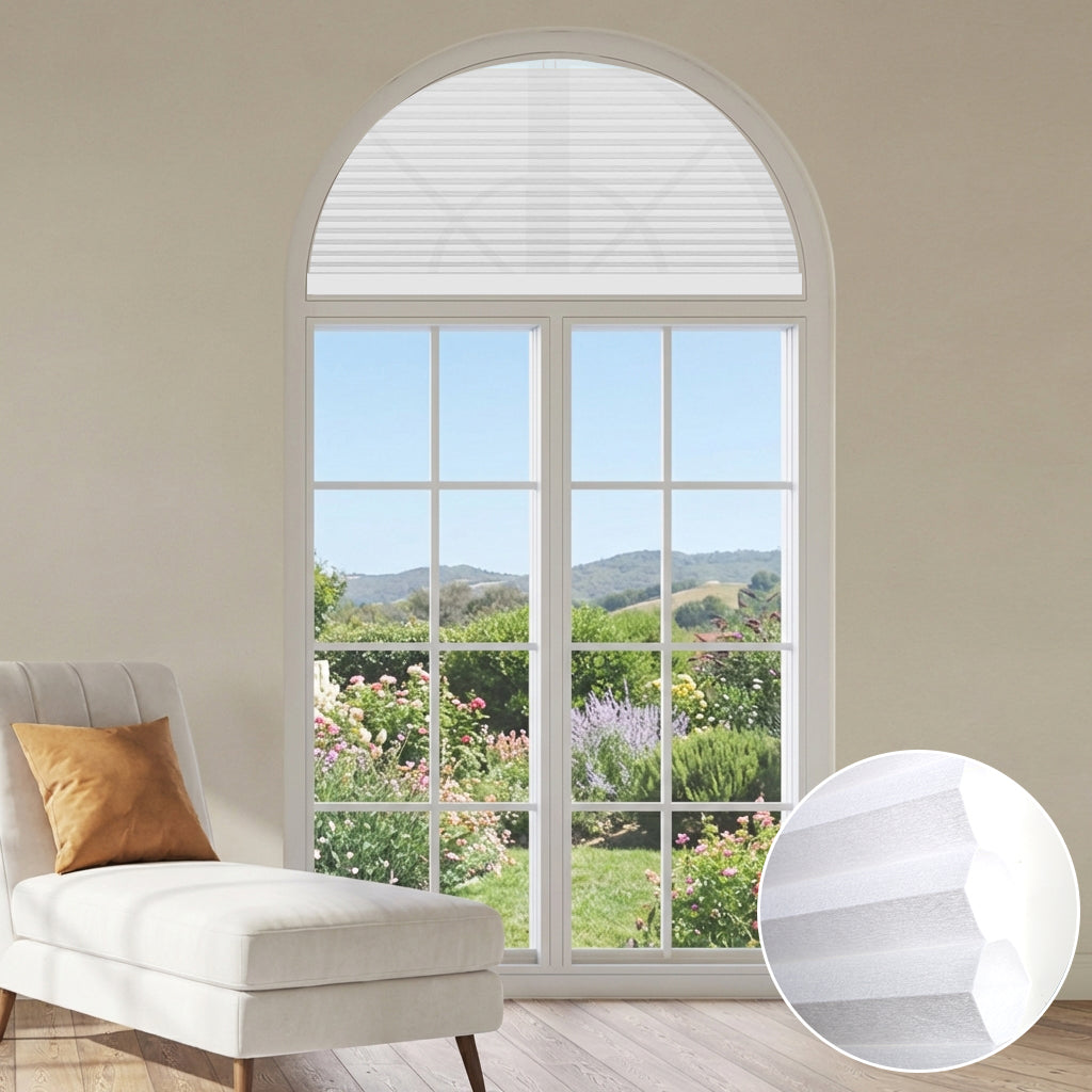 Smart Motorized Light Filtering Arched Cellular Shades Eoza